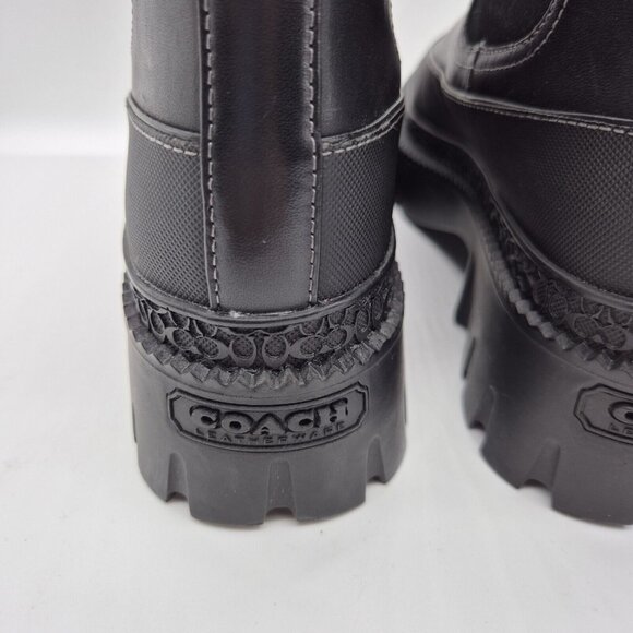 Coach Women's Bootie Jayla Leather Bootie Women's Size 7 B Black Chunky - Picture 8 of 12